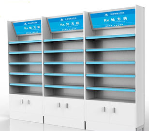 Modern Medical Store Furniture Pharmacy Display Shelves Customized Layer