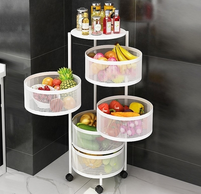 قفسه آشپزخانه چند لایه قابل چرخش گرد فولاد کربنی برای سبزیجات میوه ای